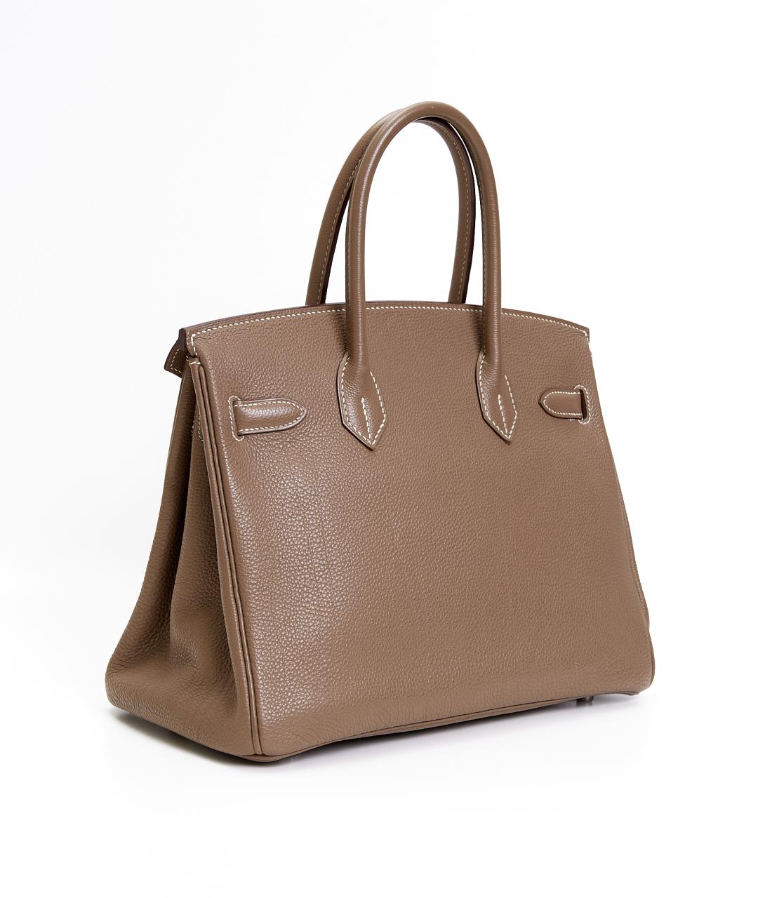 HERMES Бежевая кожаная сумка с короткими ручками, фото 4