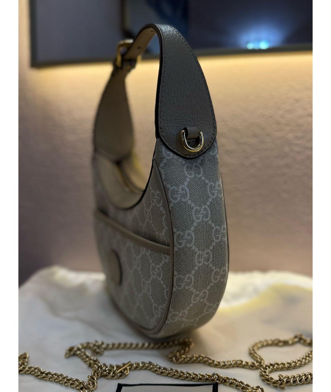 GUCCI Бежевая кожаная сумка тоут, фото 6