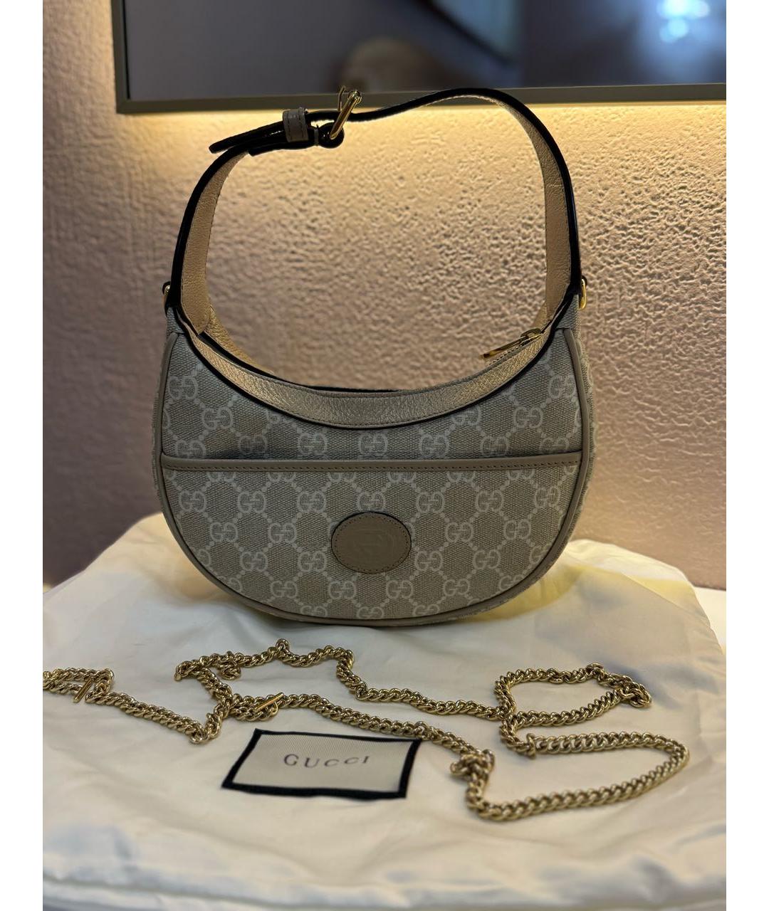 GUCCI Бежевая кожаная сумка тоут, фото 2