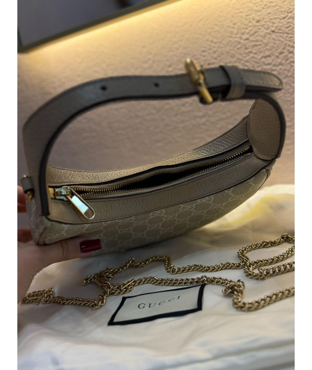 GUCCI Бежевая кожаная сумка тоут, фото 5