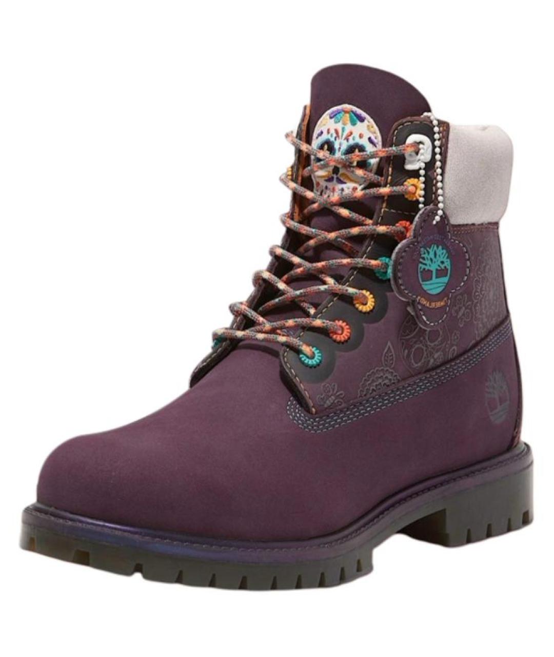 TIMBERLAND Фиолетовые нубуковые высокие ботинки, фото 2