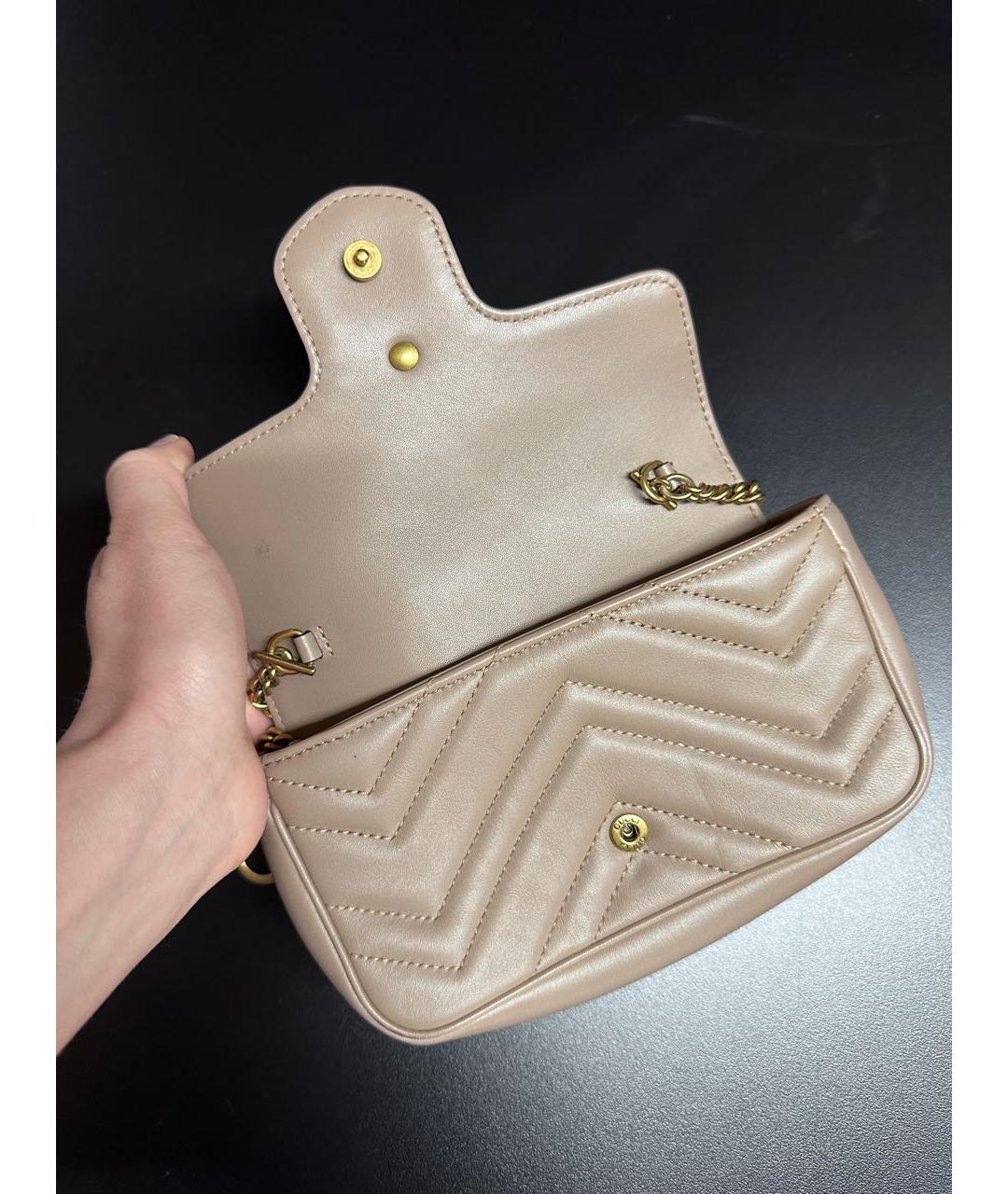 GUCCI Бежевая кожаная сумка через плечо, фото 5