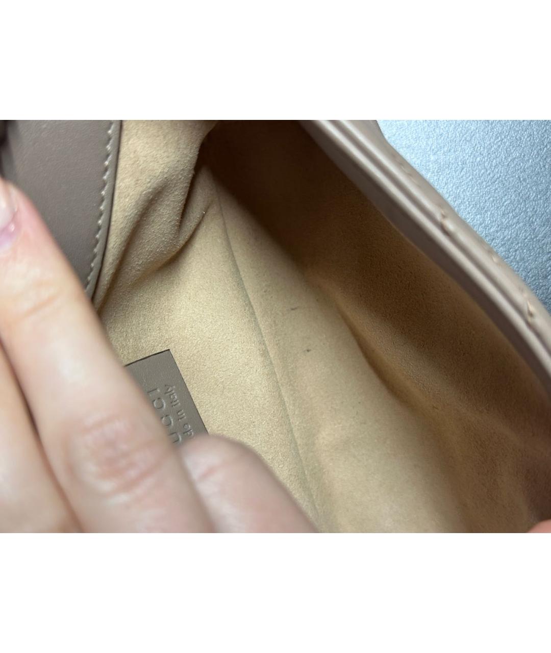 GUCCI Бежевая кожаная сумка через плечо, фото 7