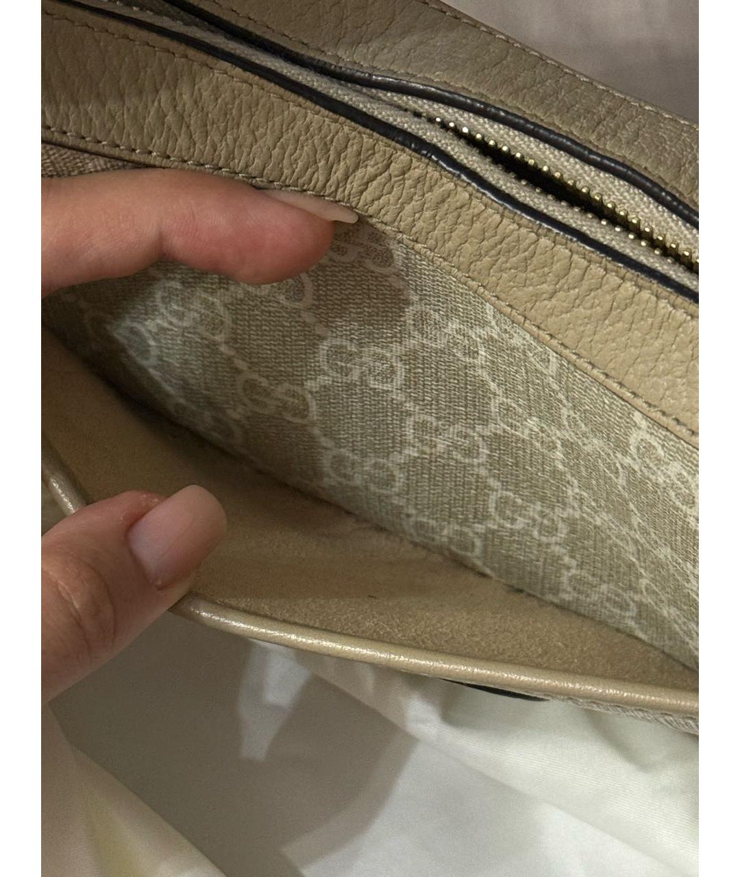 GUCCI Бежевая кожаная сумка через плечо, фото 8