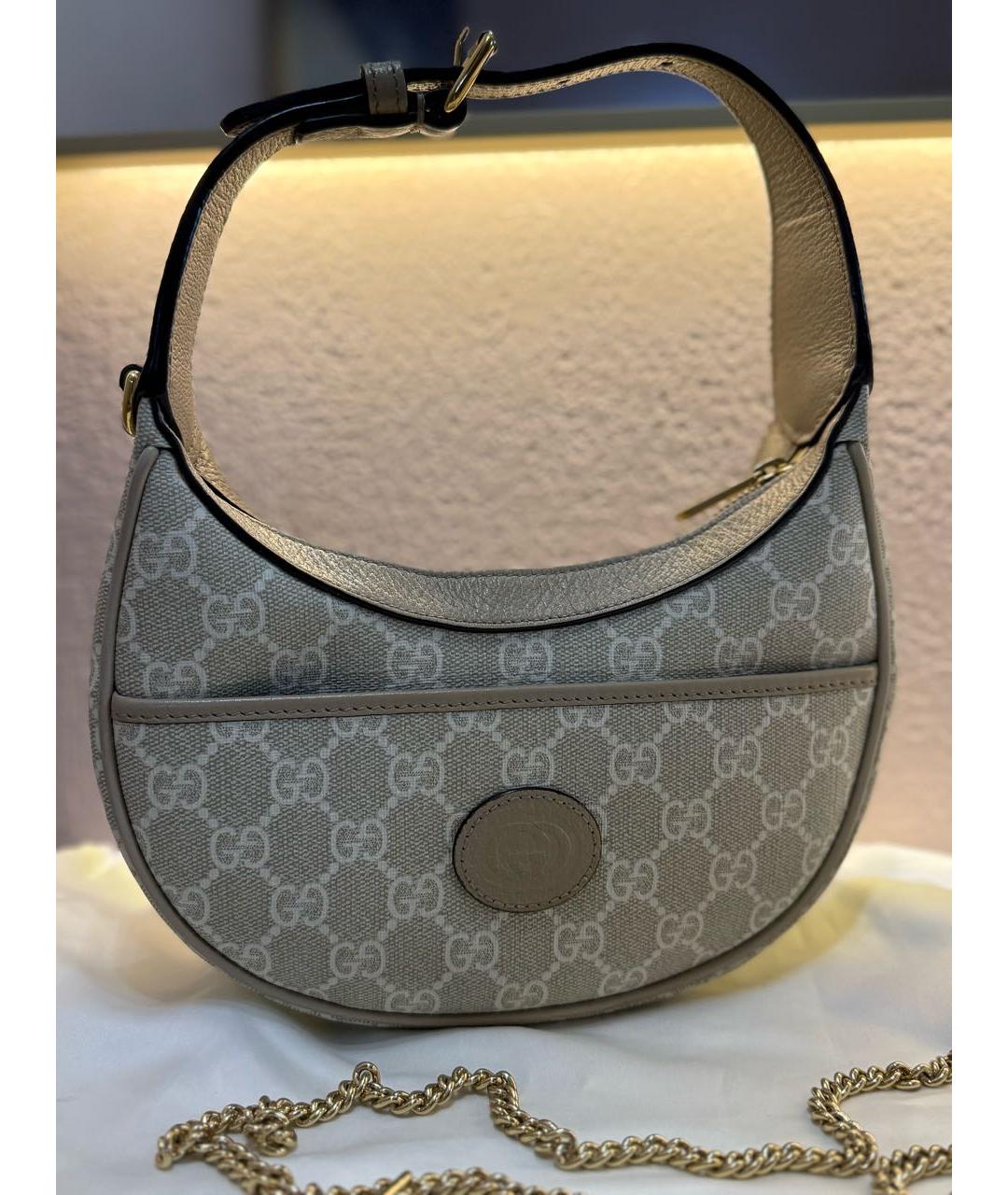 GUCCI Бежевая кожаная сумка через плечо, фото 3