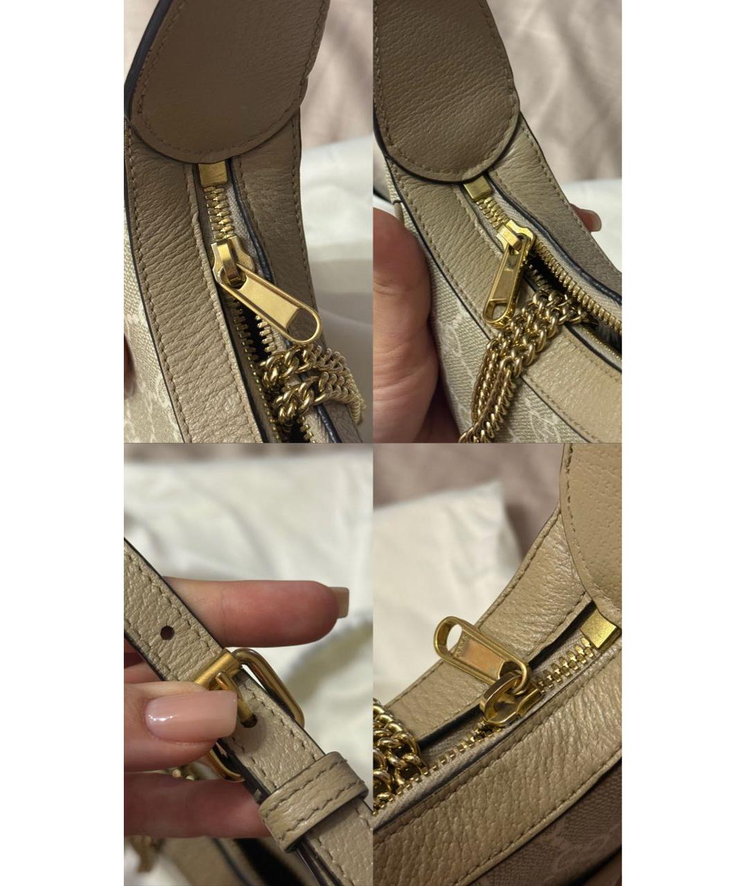 GUCCI Бежевая кожаная сумка через плечо, фото 7