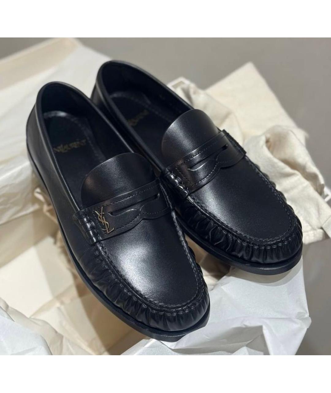 SAINT LAURENT Черные кожаные лоферы, фото 3