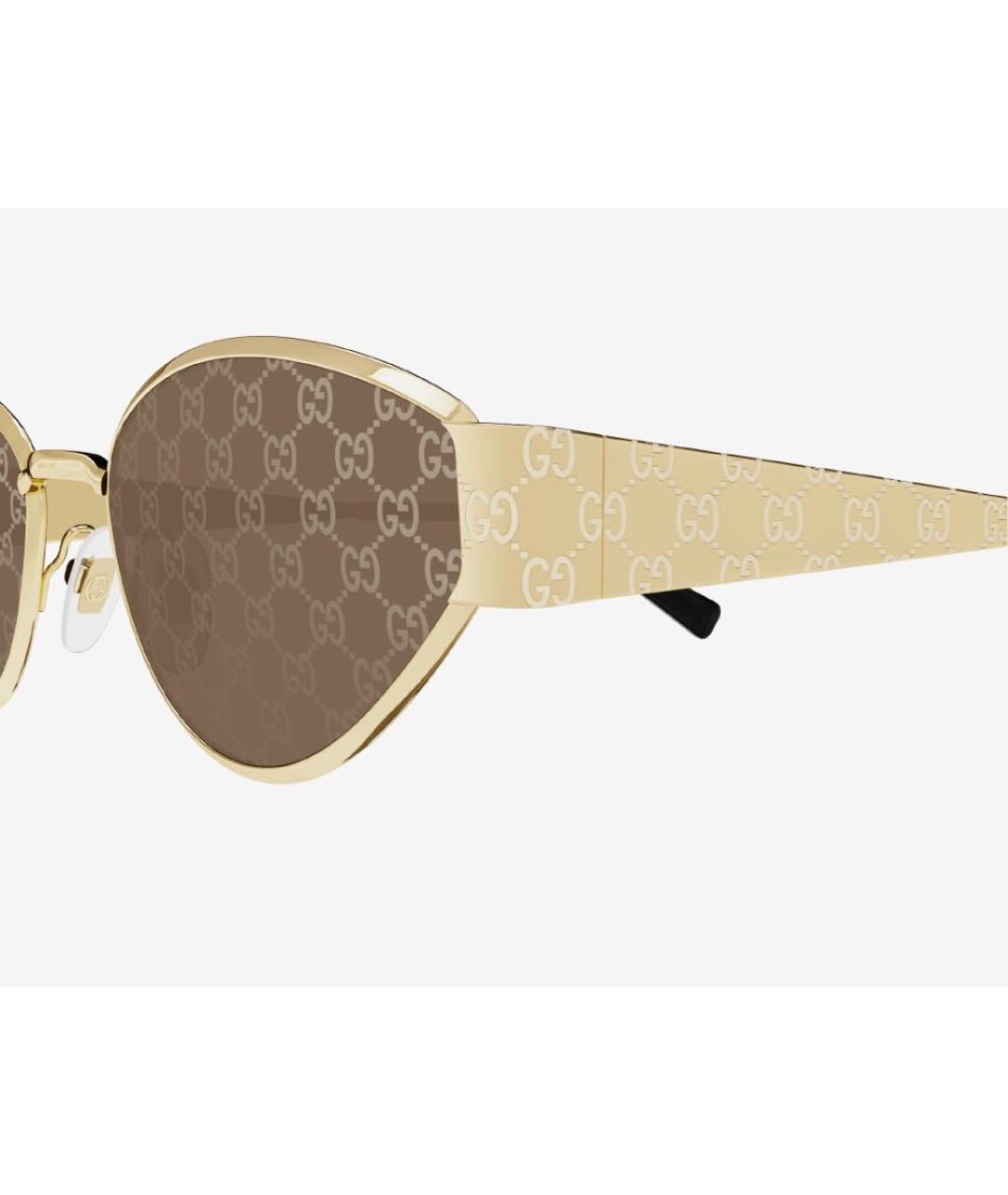 GUCCI Золотые металлические солнцезащитные очки, фото 2