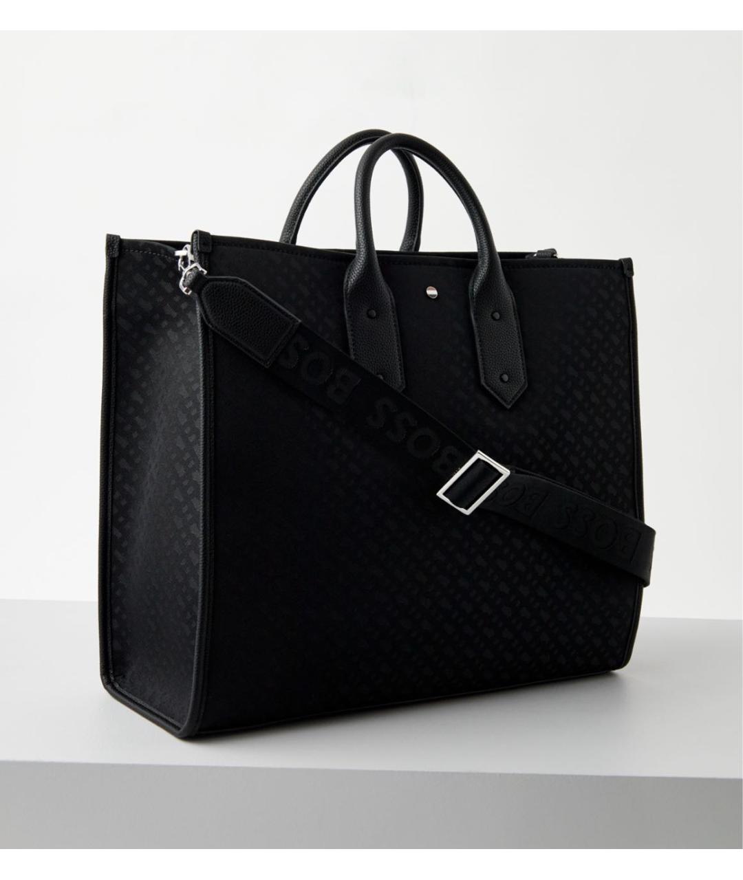 HUGO BOSS Черная дорожная/спортивная сумка из искусственной кожи, фото 3