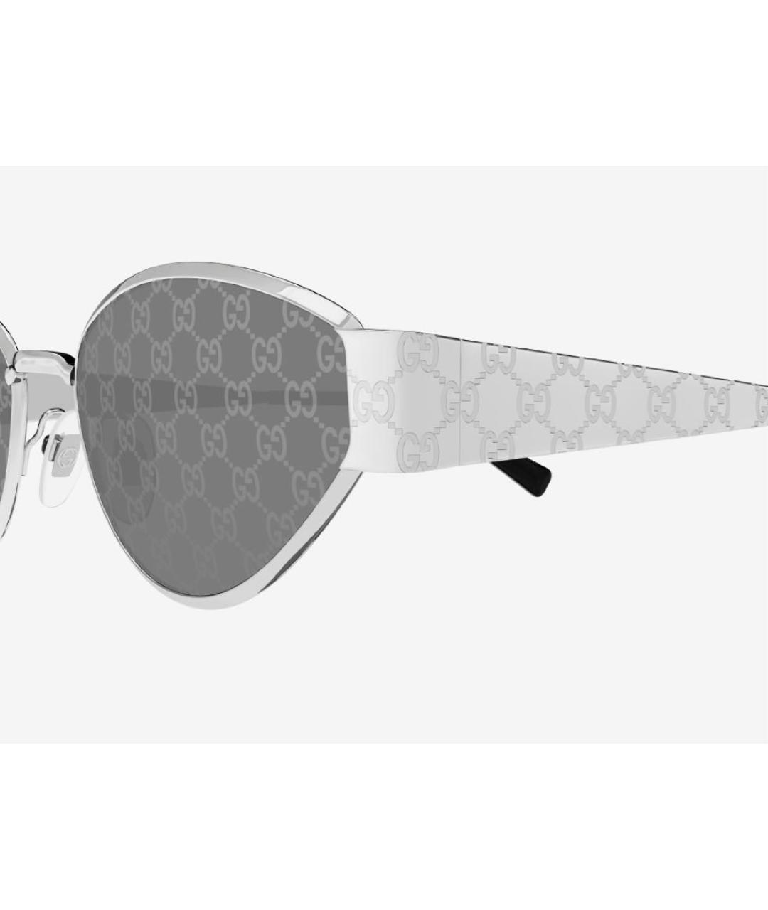 GUCCI Серебряные металлические солнцезащитные очки, фото 3
