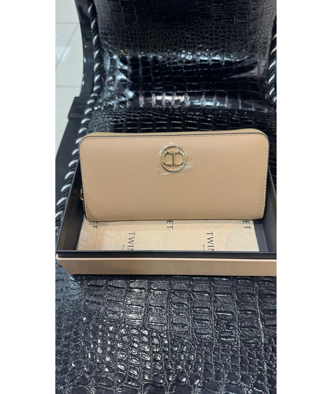 TWIN-SET Бежевый кожаный кошелек, фото 2