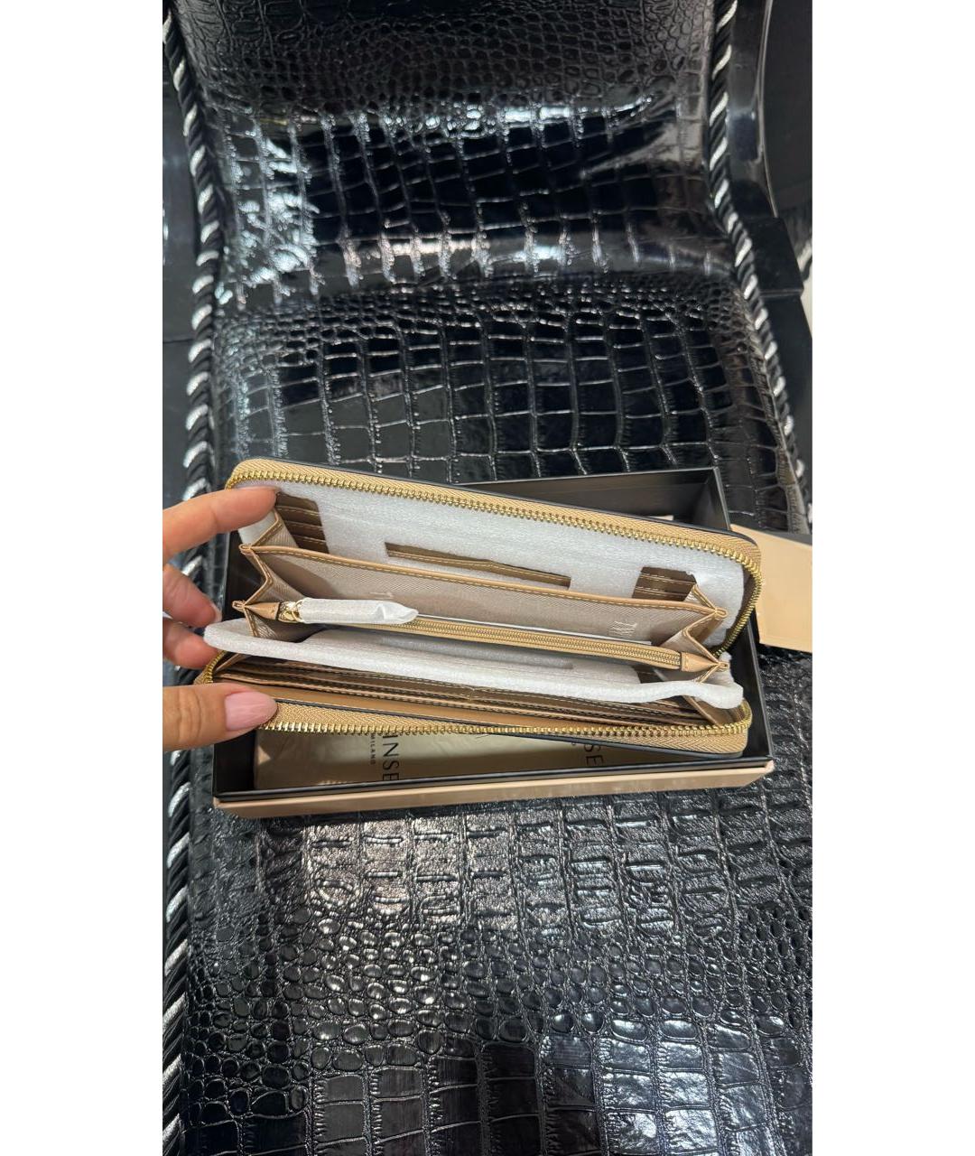 TWIN-SET Бежевый кожаный кошелек, фото 4