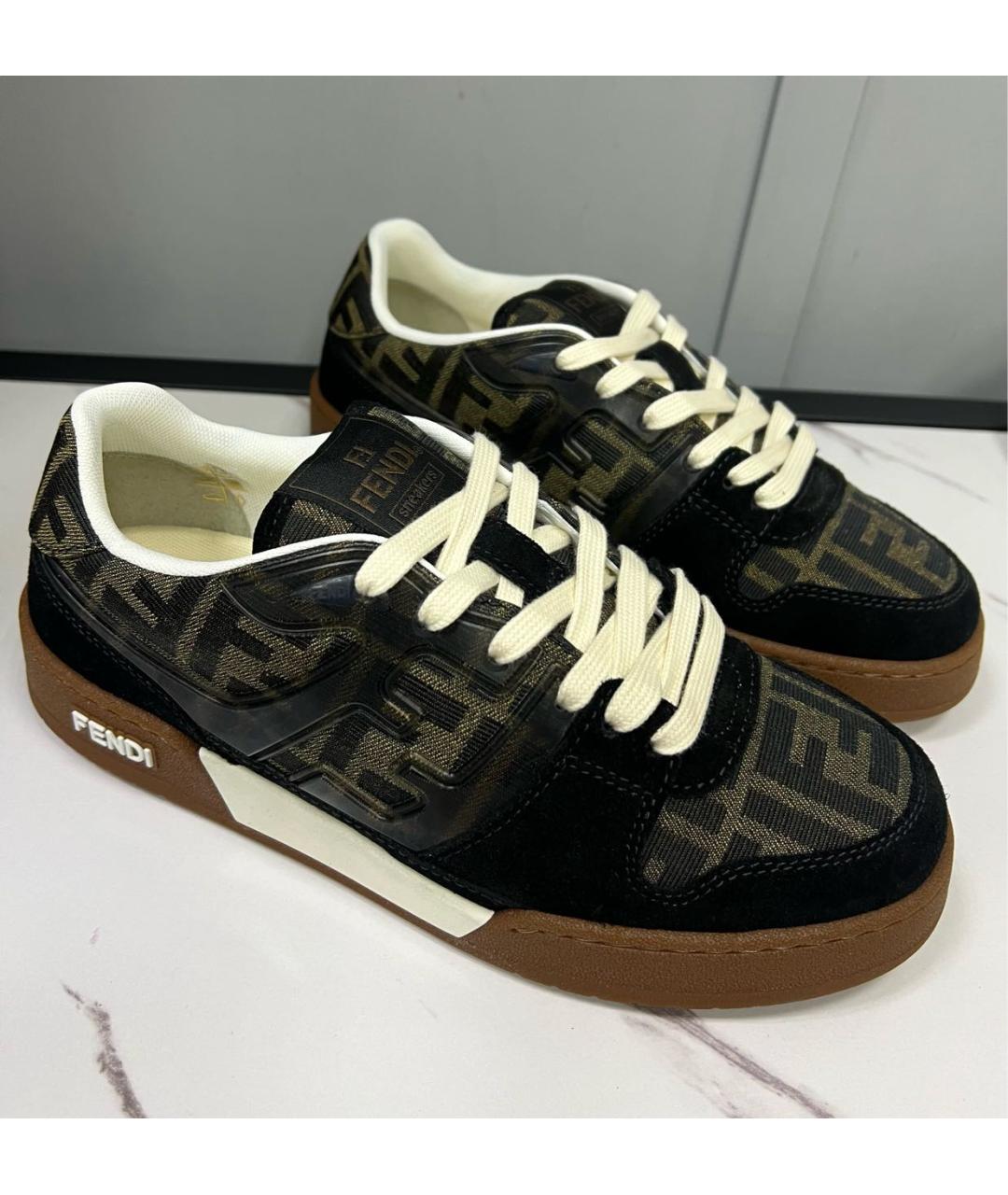 FENDI Коричневые кожаные кроссовки, фото 8