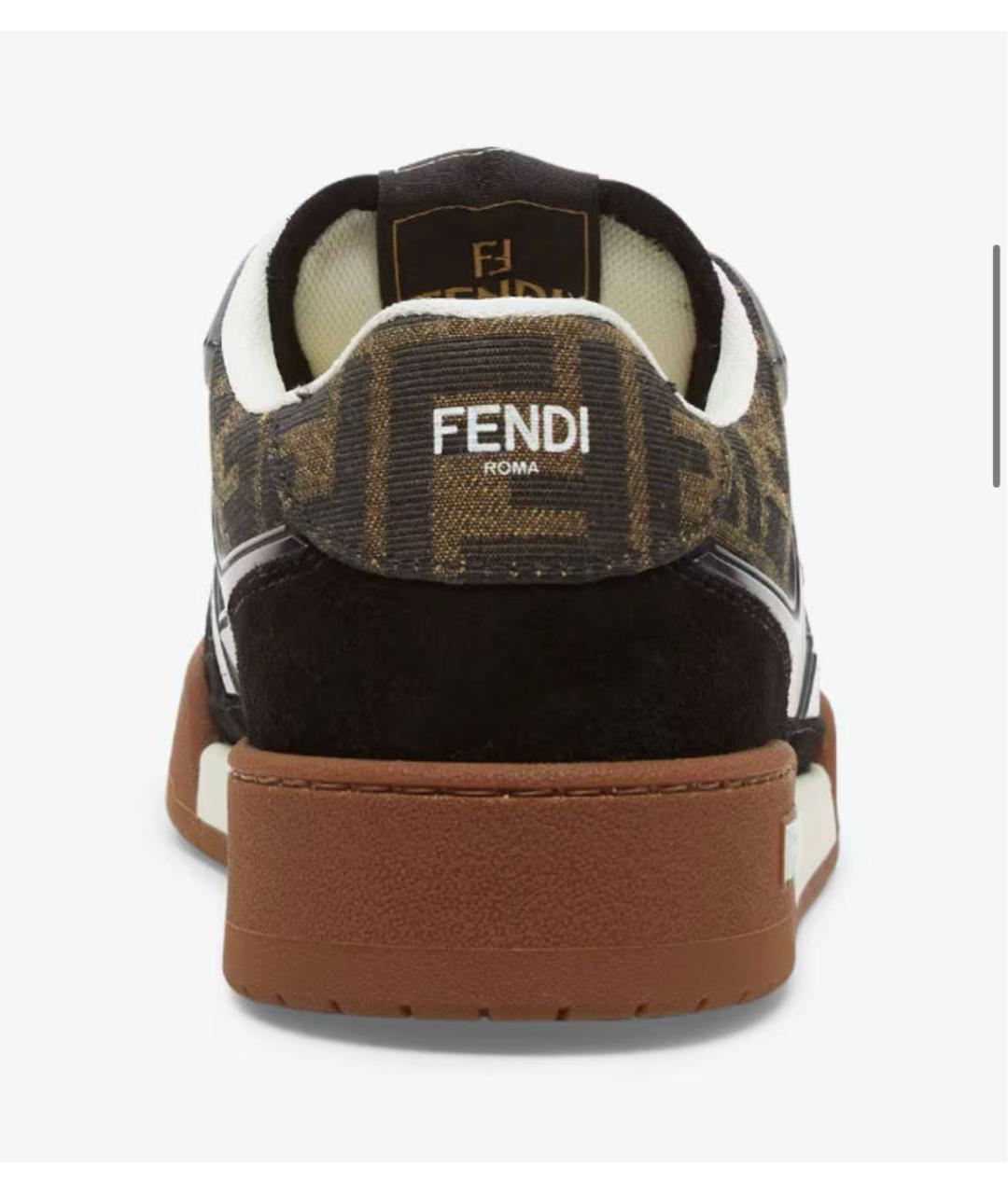 FENDI Коричневые кожаные кроссовки, фото 4