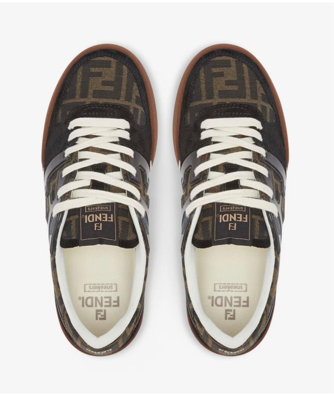 FENDI Коричневые кожаные кроссовки, фото 2