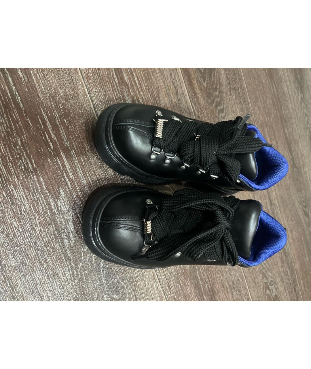 BURBERRY Черные кожаные низкие ботинки, фото 2