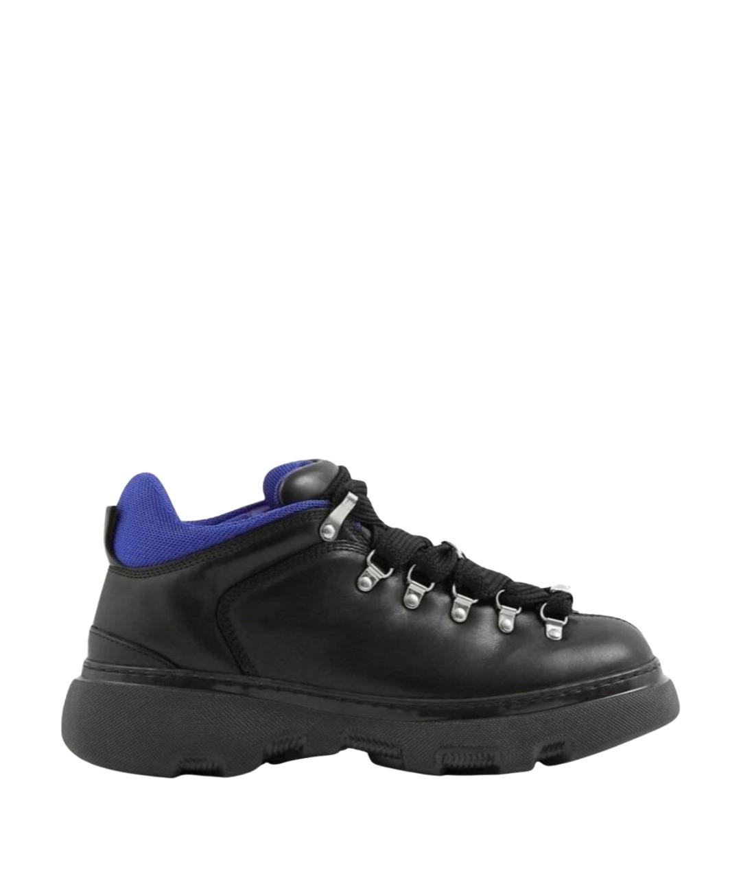 BURBERRY Черные кожаные низкие ботинки, фото 1