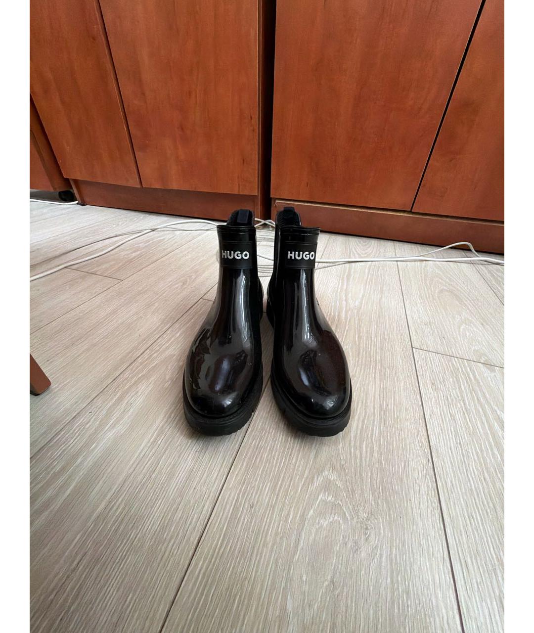 HUGO Черные резиновые ботинки, фото 2