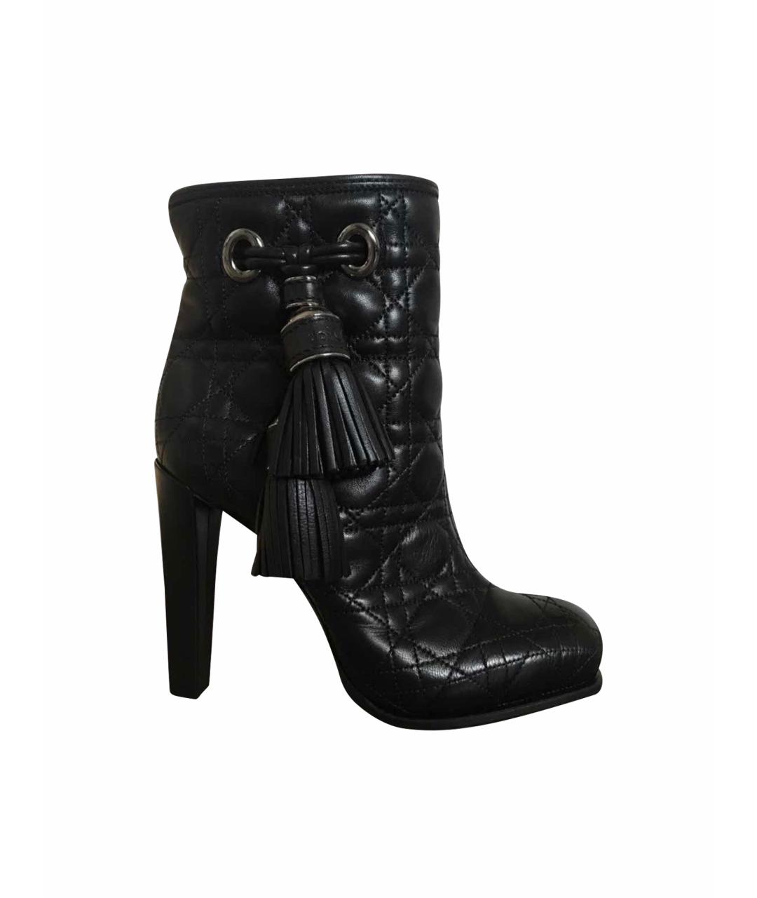 CHRISTIAN DIOR Черные кожаные ботильоны, фото 1