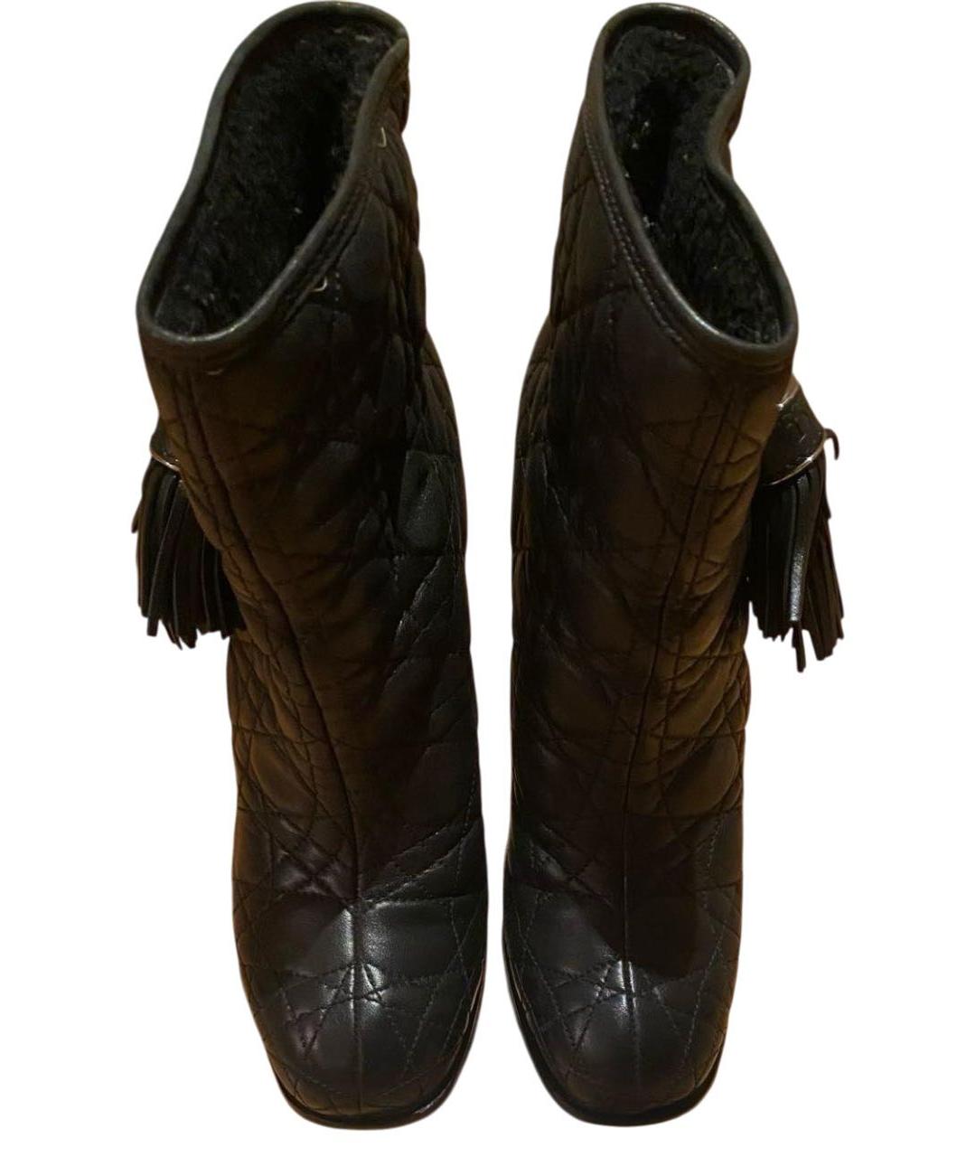 CHRISTIAN DIOR Черные кожаные ботильоны, фото 3