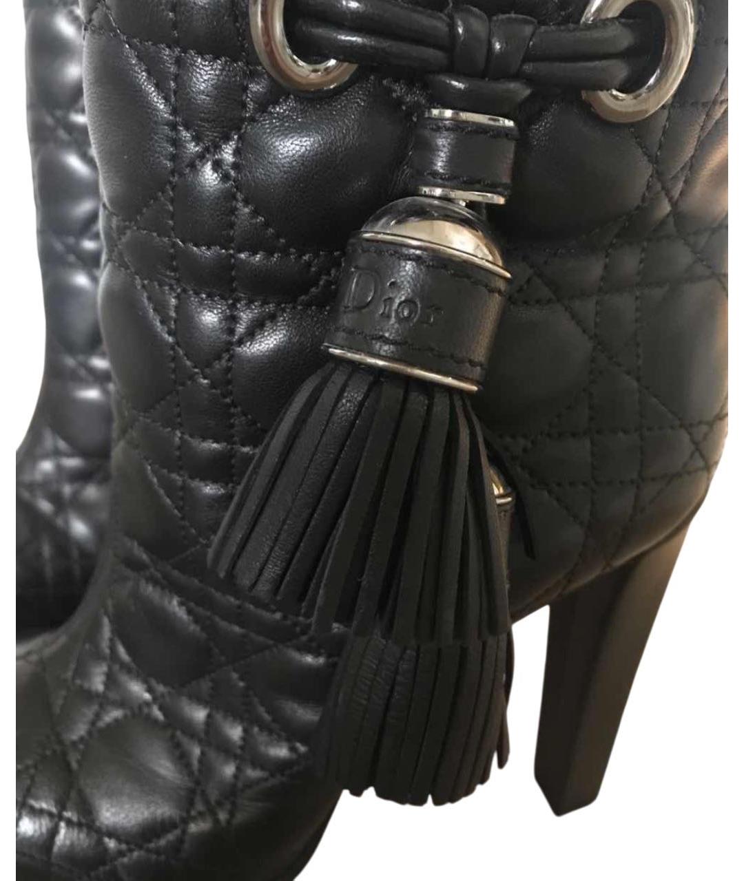 CHRISTIAN DIOR Черные кожаные ботильоны, фото 4