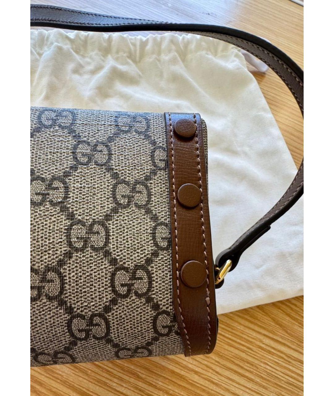 GUCCI Бежевая жаккардовая сумка через плечо, фото 4