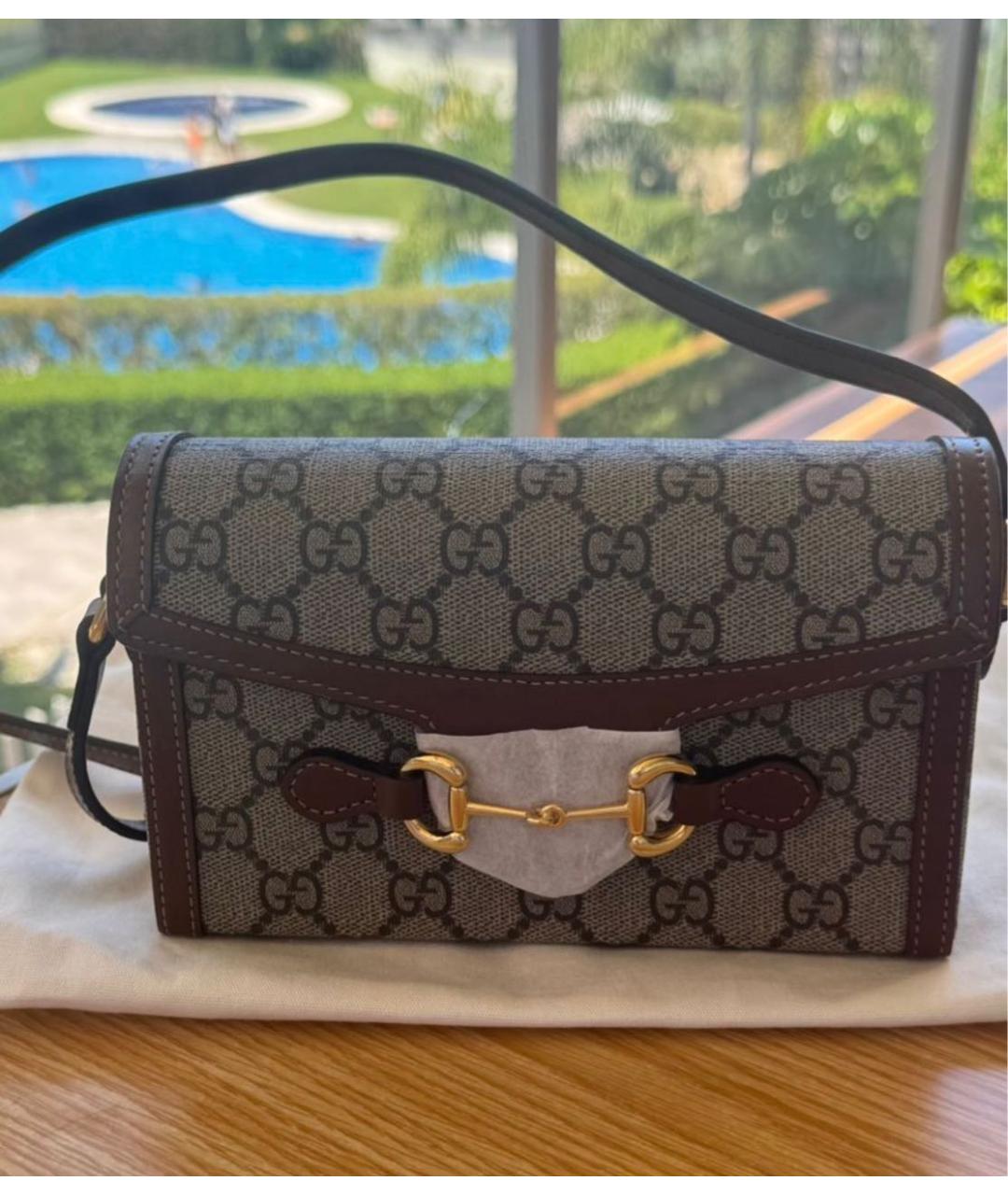 GUCCI Бежевая жаккардовая сумка через плечо, фото 2