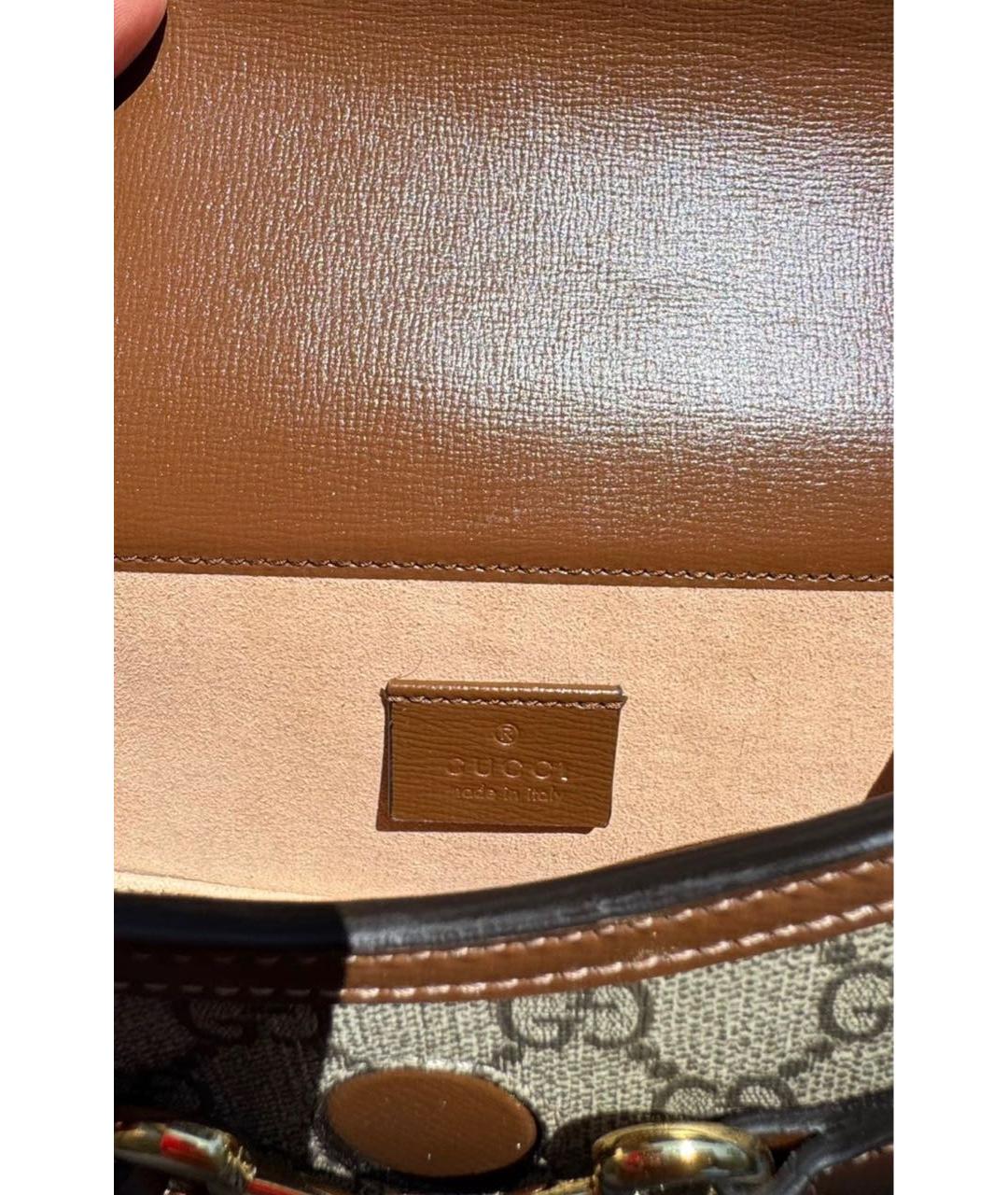 GUCCI Бежевая жаккардовая сумка через плечо, фото 3