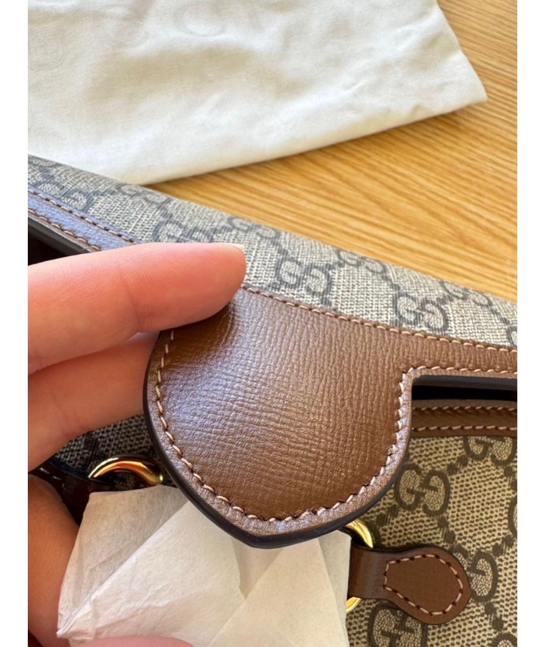 GUCCI Бежевая жаккардовая сумка через плечо, фото 9