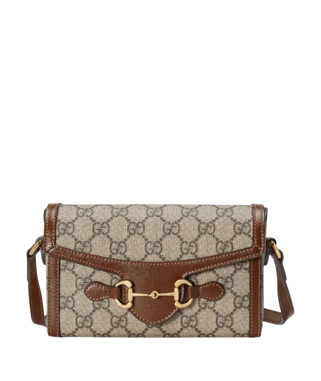 GUCCI Бежевая жаккардовая сумка через плечо, фото 1