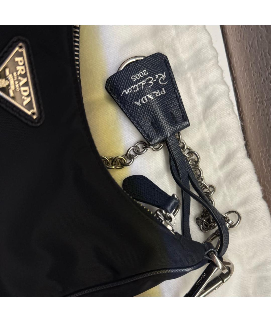 PRADA Темно-синяя синтетическая сумка через плечо, фото 5