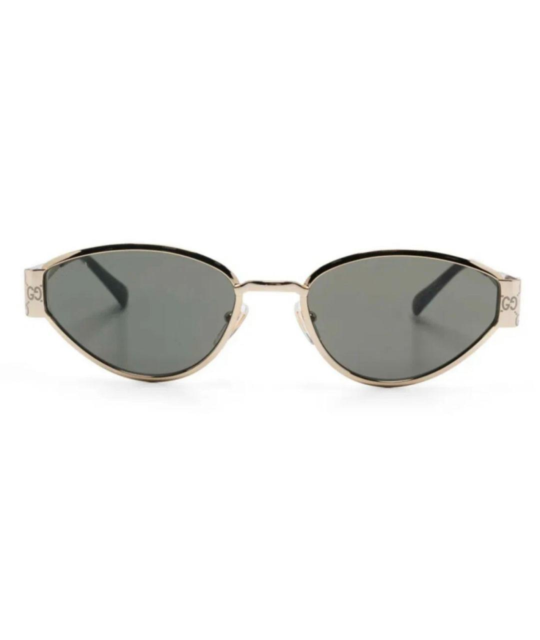 GUCCI Золотые металлические солнцезащитные очки, фото 1