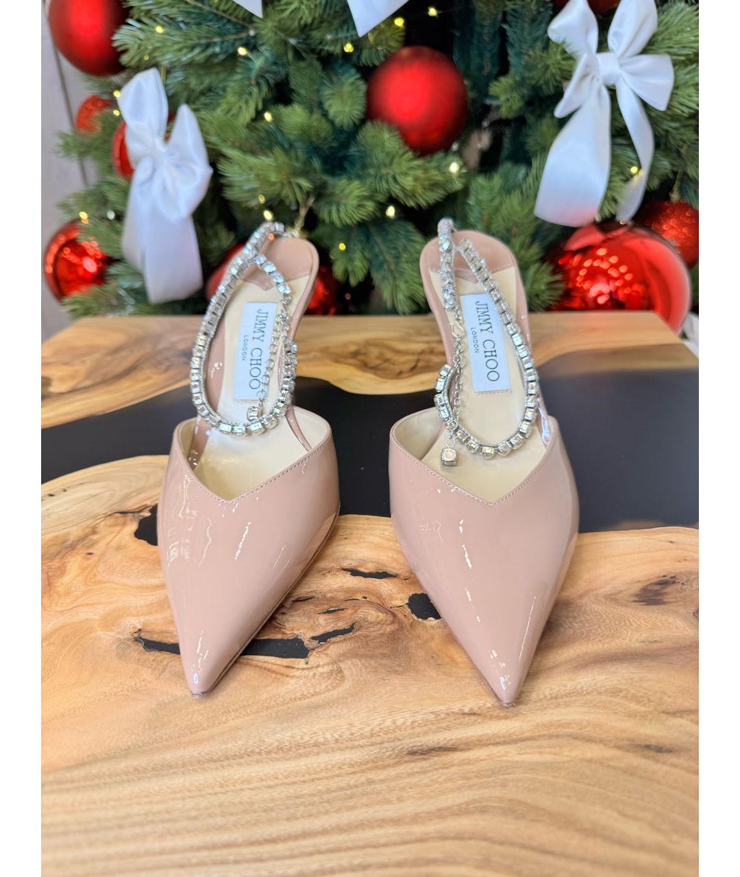 JIMMY CHOO Бежевые туфли из лакированной кожи, фото 2