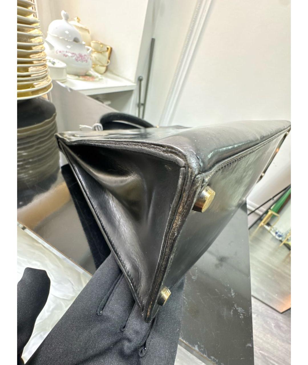 HERMES Черная кожаная сумка с короткими ручками, фото 7