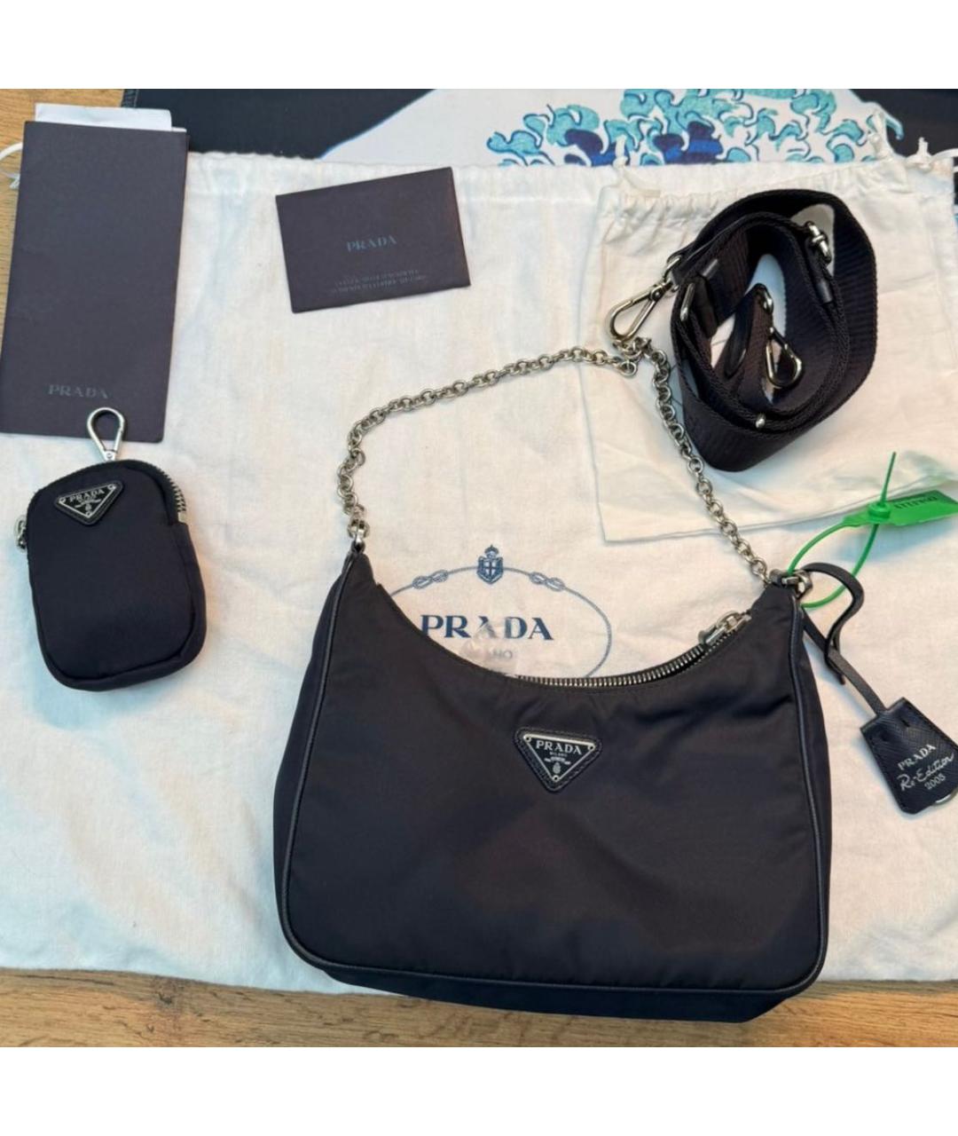 PRADA Темно-синяя синтетическая сумка через плечо, фото 6