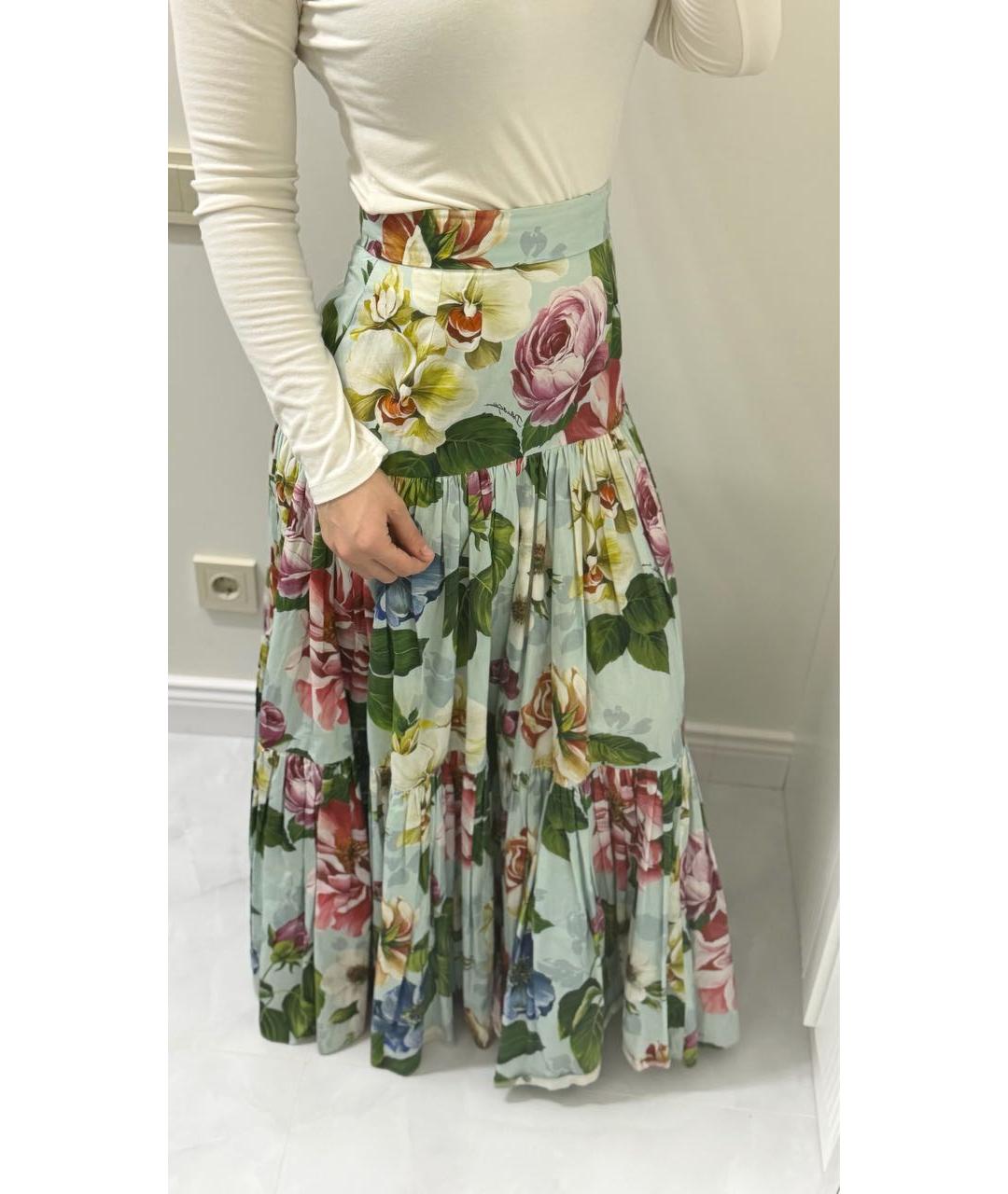 DOLCE&GABBANA Бирюзовая юбка макси, фото 3