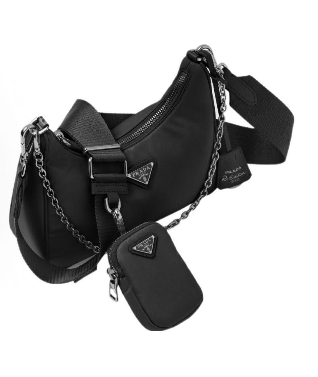 PRADA Темно-синяя синтетическая сумка с короткими ручками, фото 2