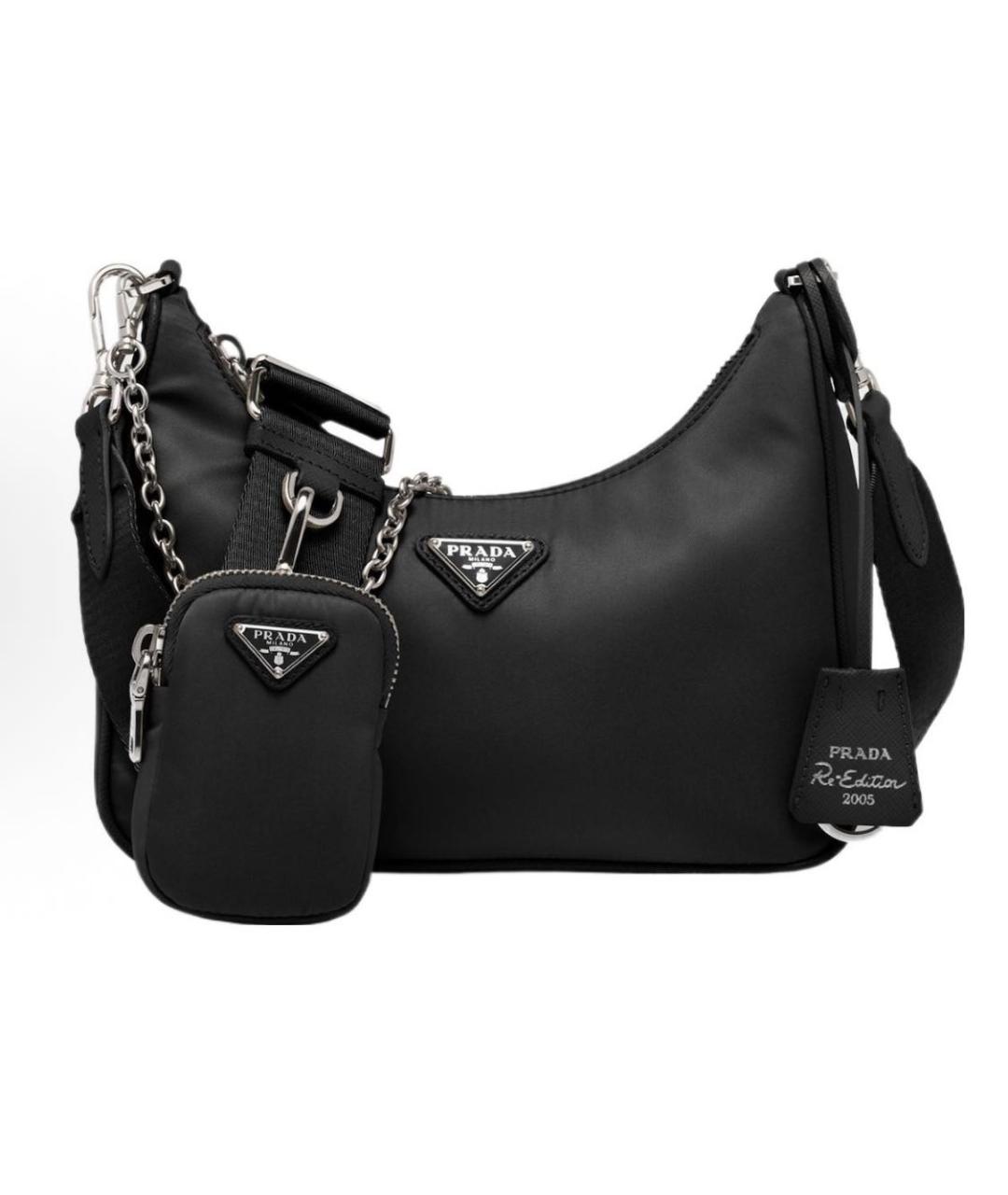 PRADA Темно-синяя синтетическая сумка с короткими ручками, фото 7