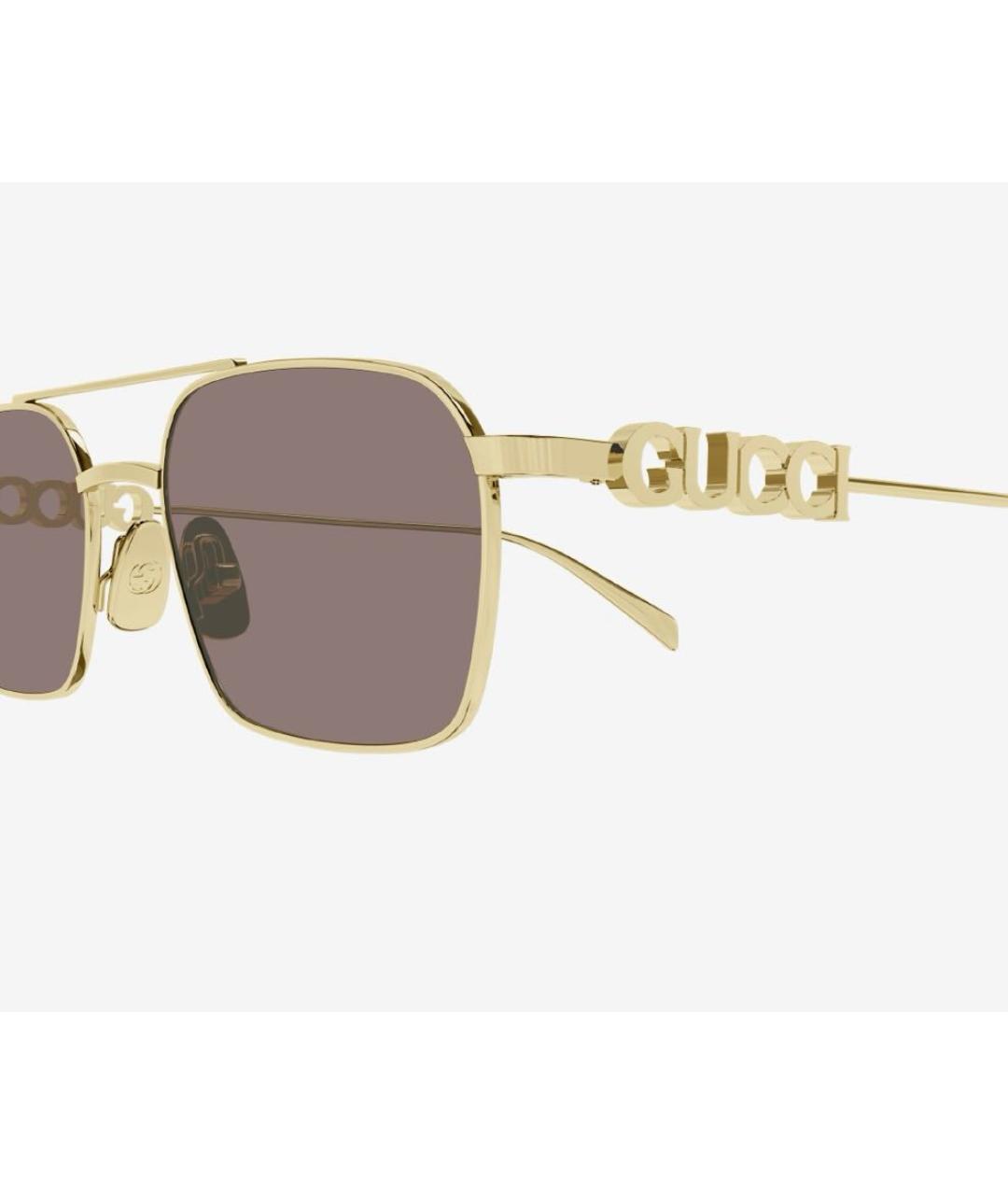 GUCCI Золотые металлические солнцезащитные очки, фото 3