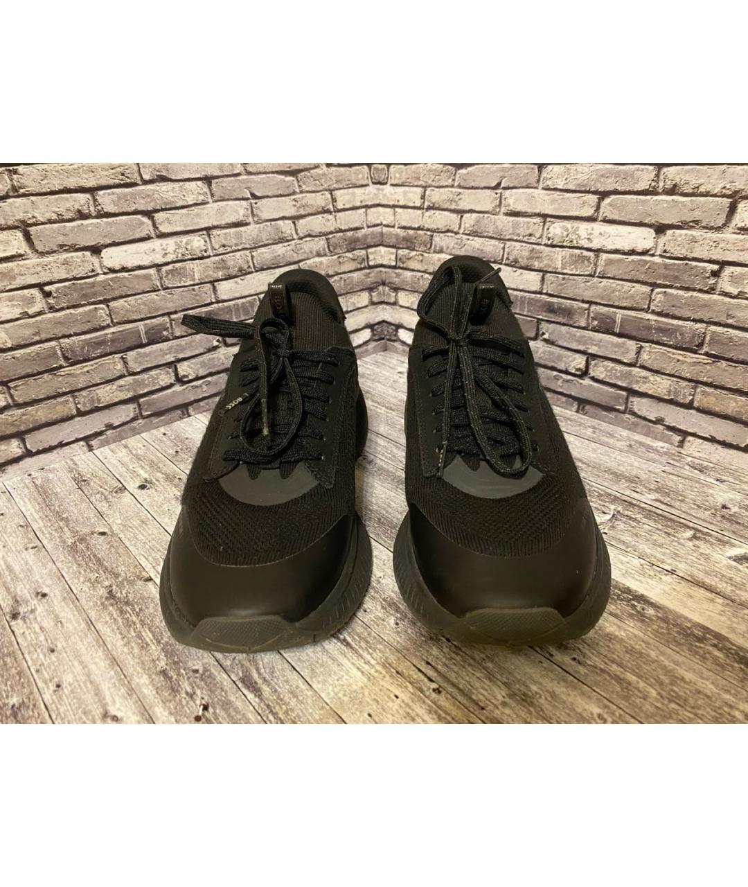 HUGO BOSS Черные текстильные низкие кроссовки / кеды, фото 2