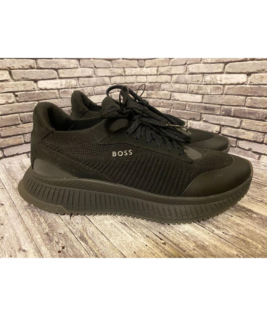 HUGO BOSS Черные текстильные низкие кроссовки / кеды, фото 5