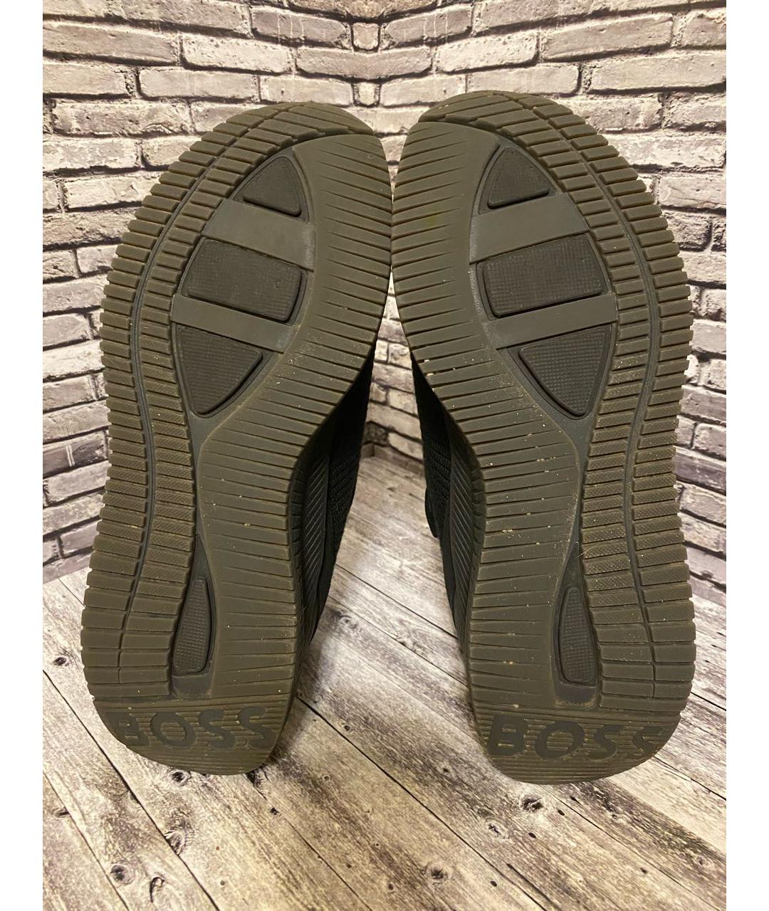 HUGO BOSS Черные текстильные низкие кроссовки / кеды, фото 4