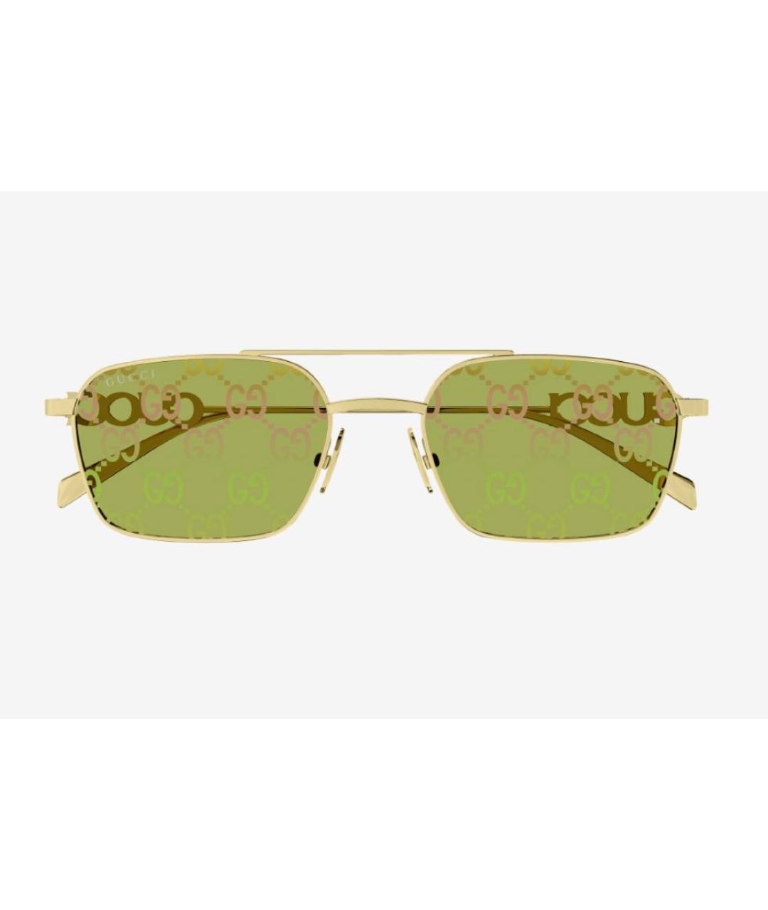 GUCCI Золотые металлические солнцезащитные очки, фото 2