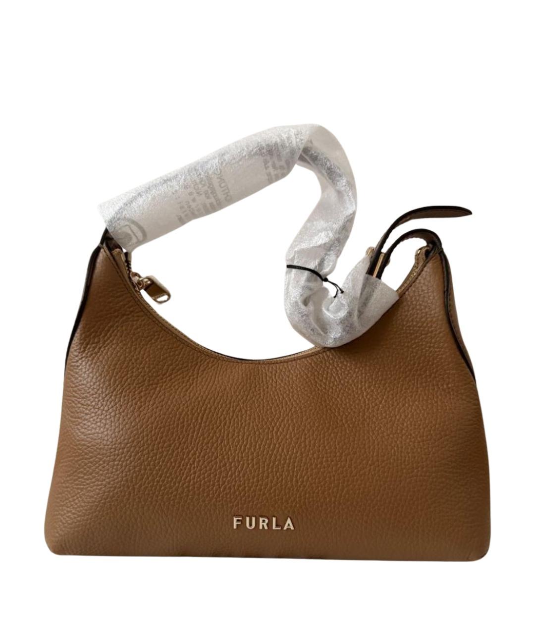 FURLA Коричневая кожаная сумка через плечо, фото 1