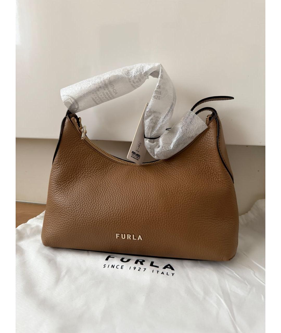 FURLA Коричневая кожаная сумка через плечо, фото 8