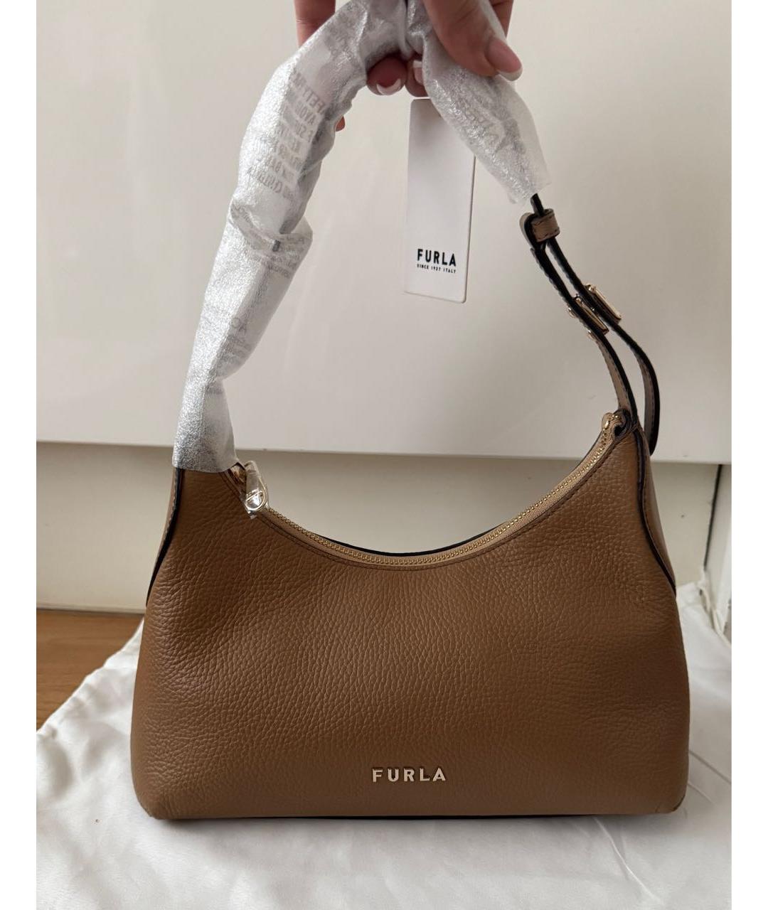 FURLA Коричневая кожаная сумка через плечо, фото 7