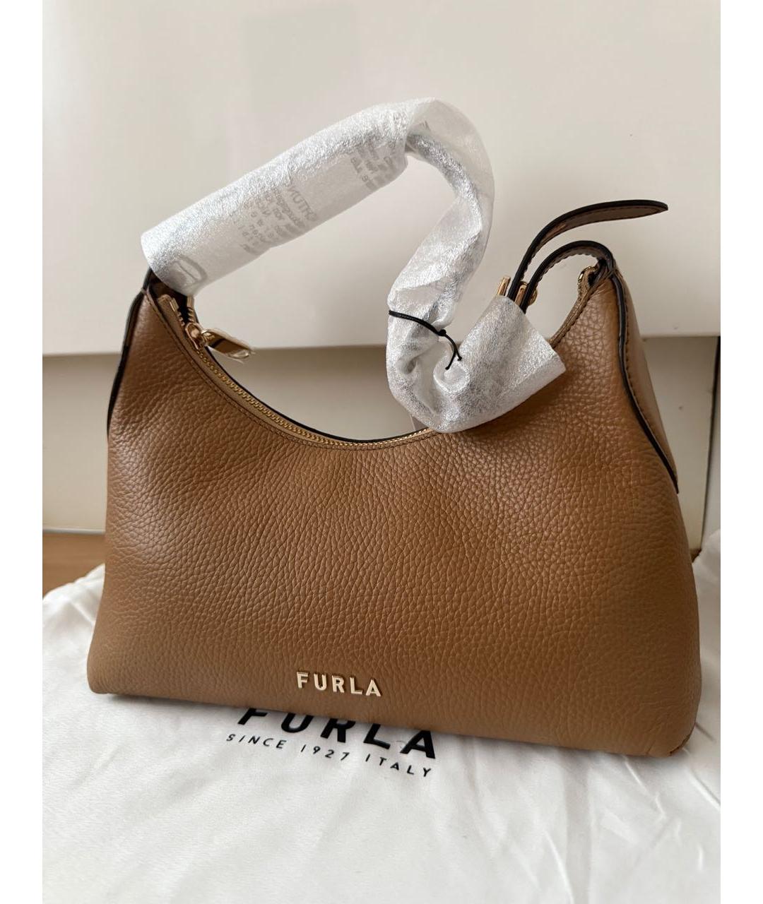 FURLA Коричневая кожаная сумка через плечо, фото 5