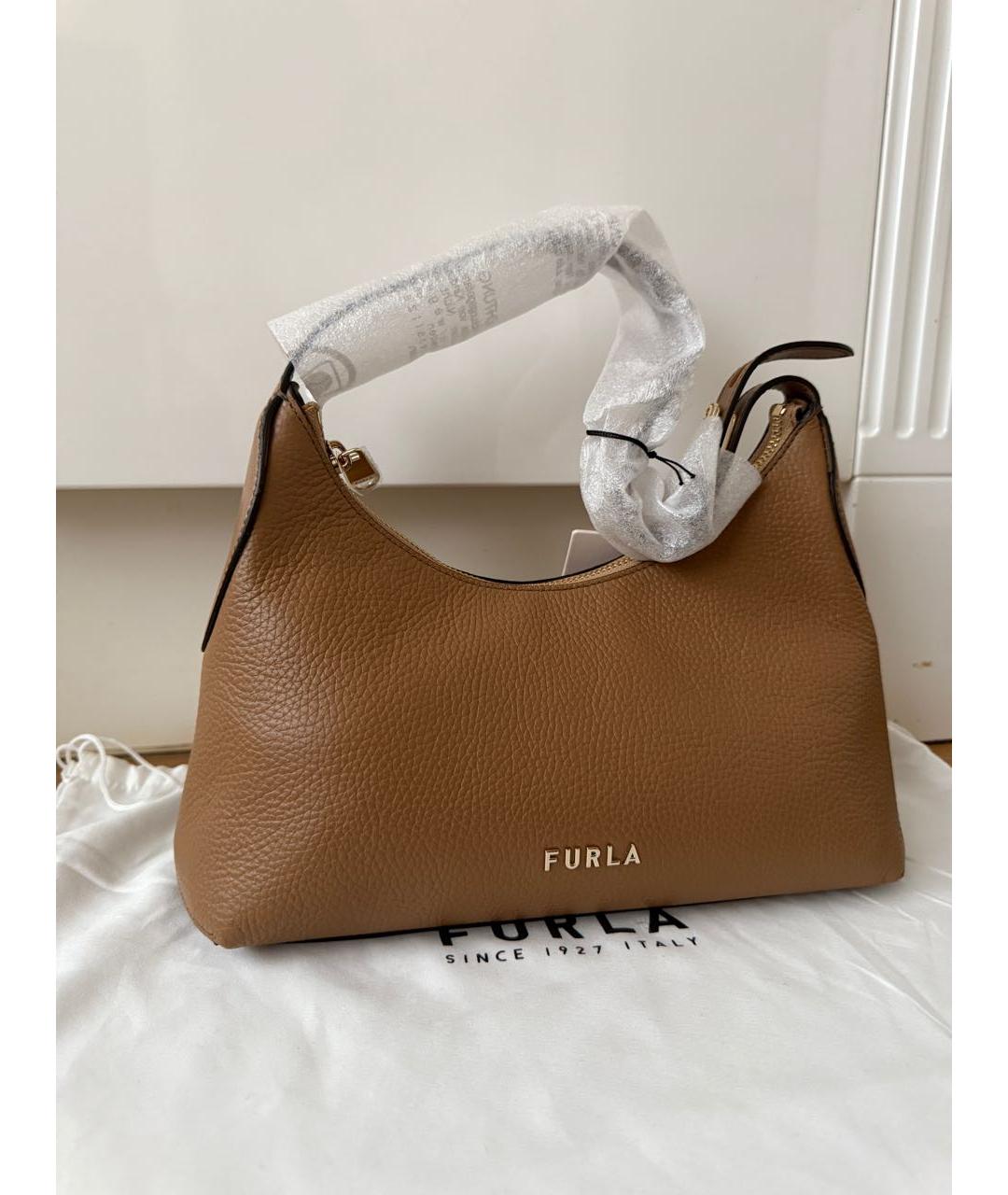 FURLA Коричневая кожаная сумка через плечо, фото 2