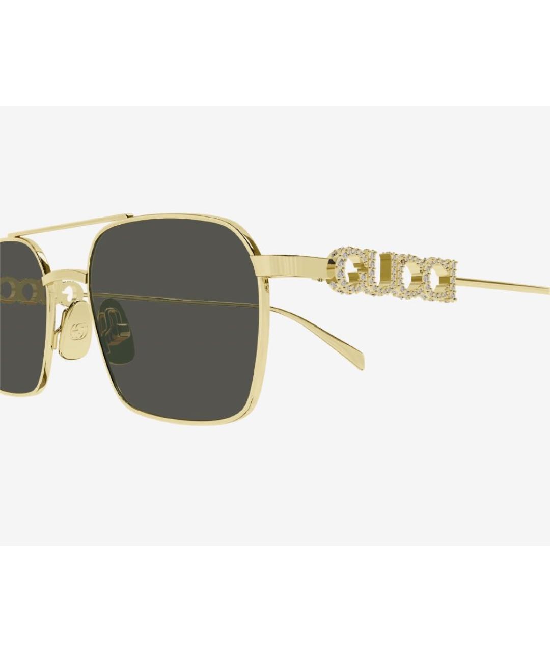 GUCCI Золотые металлические солнцезащитные очки, фото 2