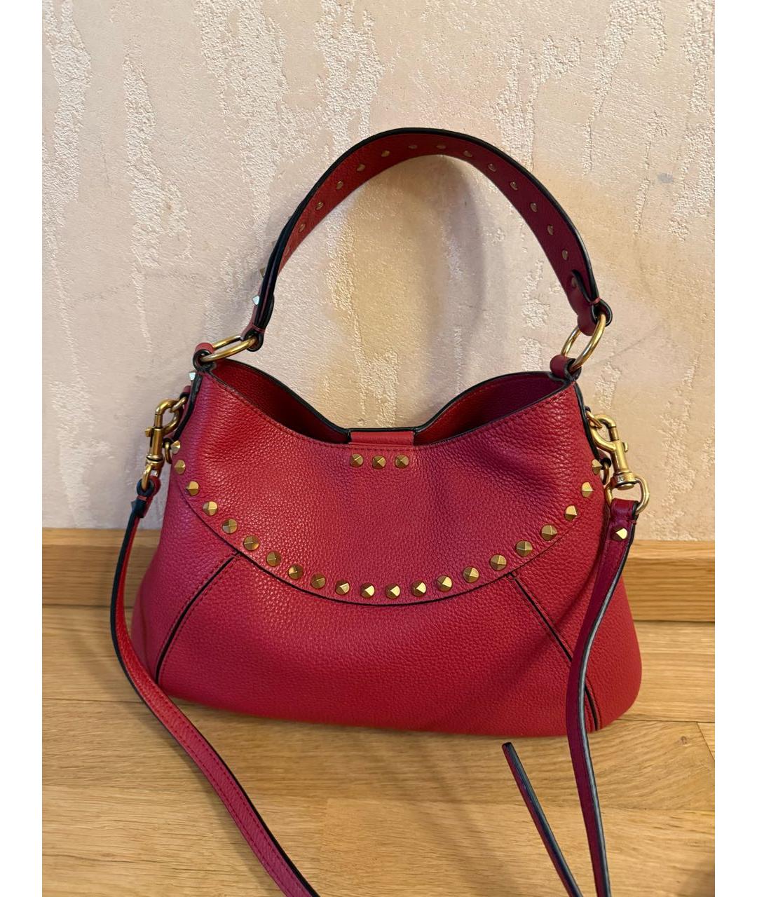 VALENTINO Красная кожаная сумка через плечо, фото 3